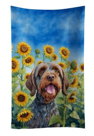 Wirehaired Pointing Griffon in Sunflowers Kitchen Towel Dish Cloths Guest Hand Towel Decorative Bathroom Towel for Face,Tea, Dishcloth