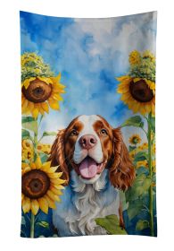 Welsh Springer Spaniel in Sunflowers Kitchen Towel Dish Cloths Guest Hand Towel Decorative Bathroom Towel for Face,Tea, Dishcloth, Kitchen and Ba